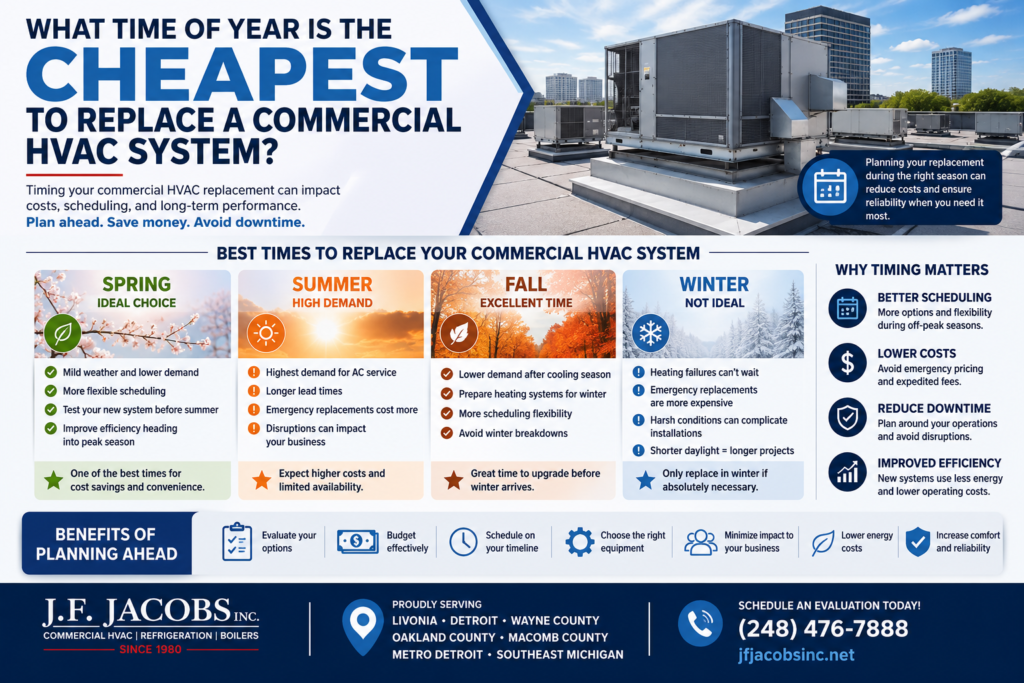 what time of year is the cheapest to replace a commercial HVAC system